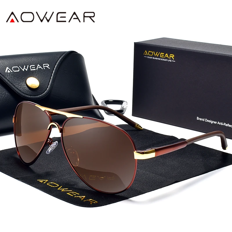 AOWEAR männer Luftfahrt Sonnenbrille Männer Polarisierte Spiegel Sonnenbrille für Mann HD Fahren Pilot Sonnenbrille lunettes de soleil homme 6