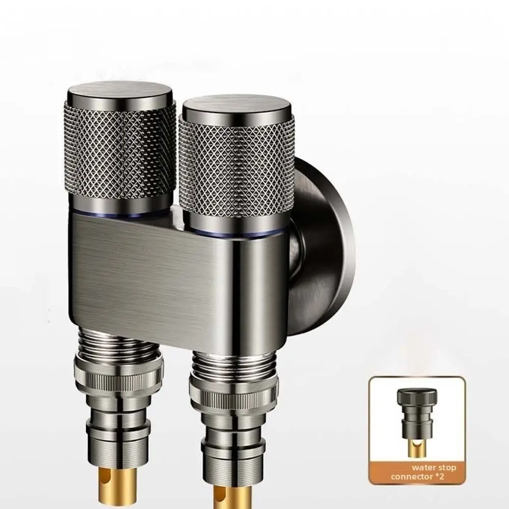 

Универсальный интерфейс, двойной выпускной клапан, смеситель из нержавеющей стали, запорный клапан для душа, экономия места, узор личи