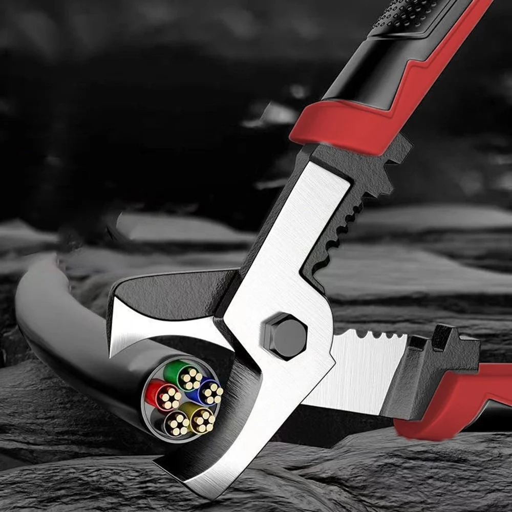 قاطع كابلات 8 بوصة، كماشة تعرية الأسلاك، تزوير فولاذ الفاناديوم الكروم، تستخدم لكابلات القطع الحادة وأسلاك الشريط #1