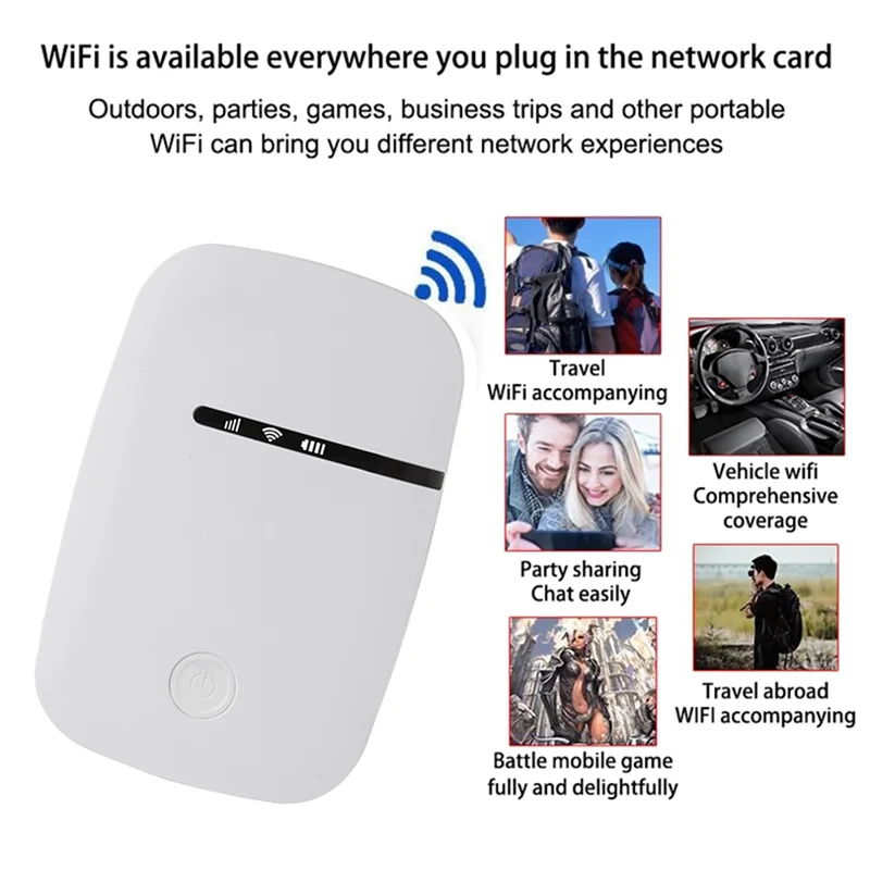 4G WiFi Router Mobile MiFi 150Mbps WiFi Modem Car Mobile WiFi Wireless Hotspot Support 8 Users with Sim Card Slot