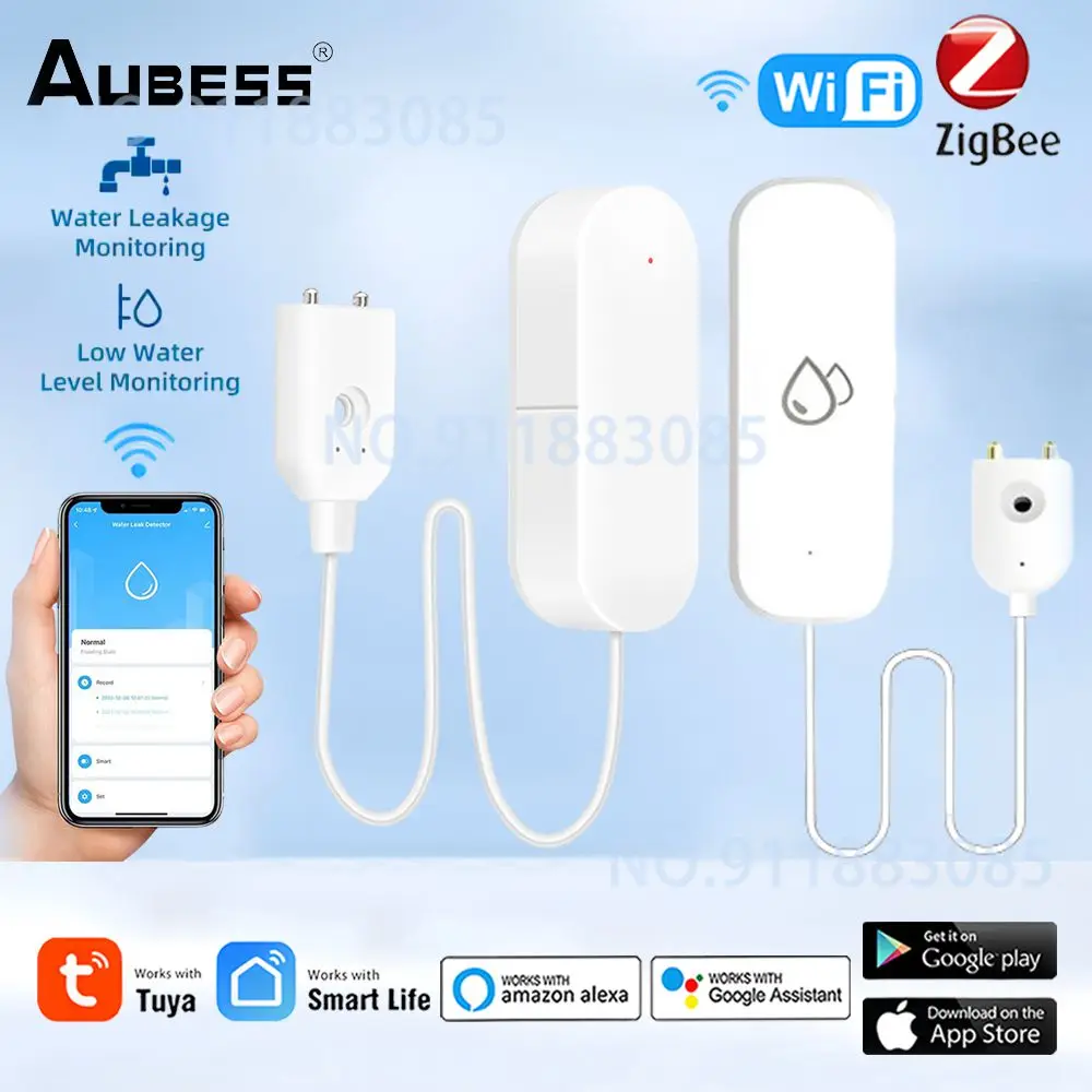 ZigBee Tuya Smart WIFI Water Leakage Sensor Alarm APP Remote Monitor Water Overflow Level Detector Home Security Alarm System