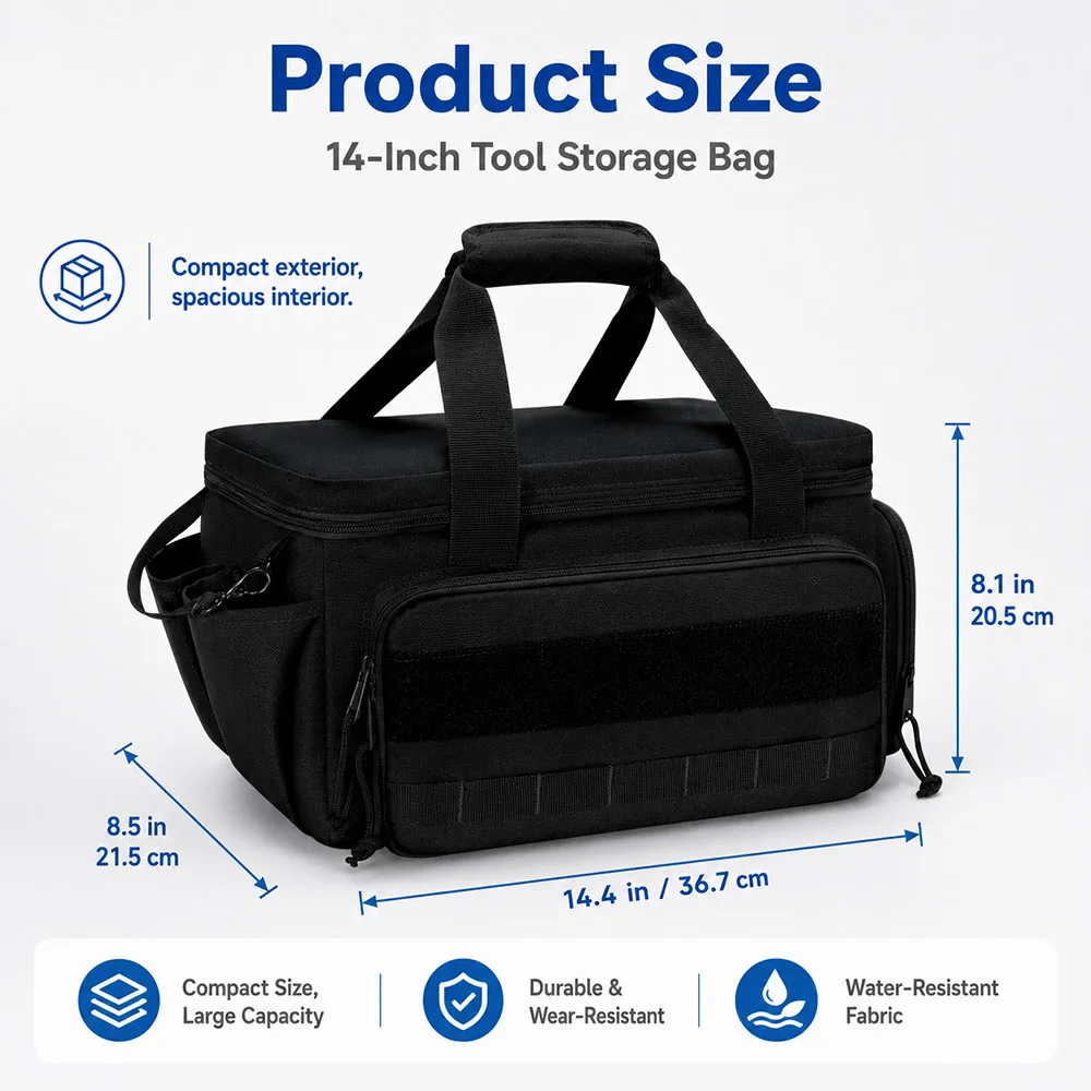 14inch Multifunctional Tool Bag Thickened Large Capacity Waterproofed Wear-Resistant Toolkit MultiPocket Electrician Storage Bag