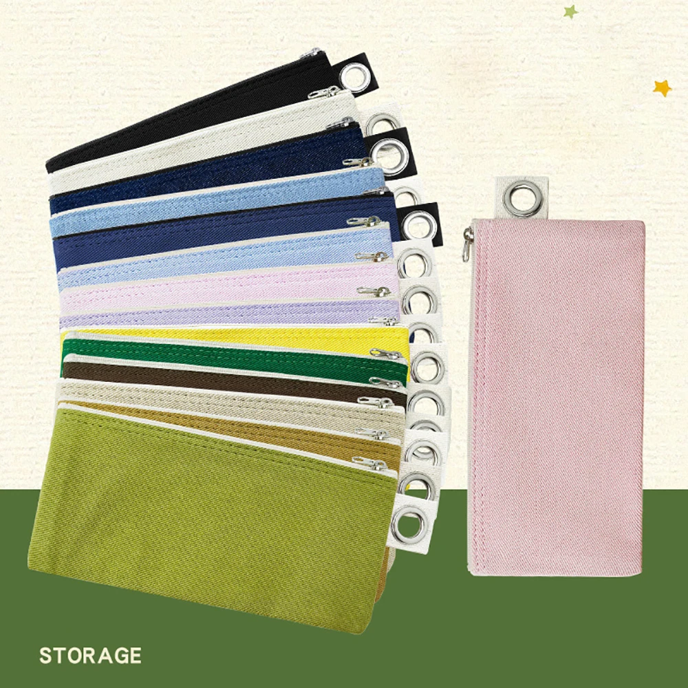 15pcs Makeup Bags DIY Blank Canvas Colorful Long Pencil Bag Mix Color 19*9cm