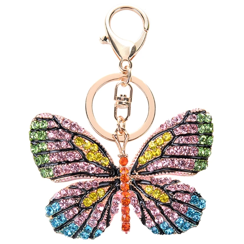 for Butterfly Keychain Crystal for Rhinestone Sparkling Car for Key Chains Purse Bag Charm Pendant for Women New