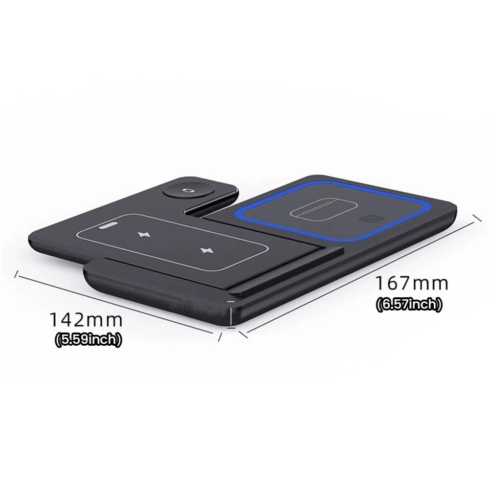 Elough 15W حامل شاحن لاسلكي مغناطيسي 3 في 1 شاحن لاسلكي قابل للطي لهاتف iPhone 15 14 13 Apple Watch 9 8 7 6 Airpods Pro #5