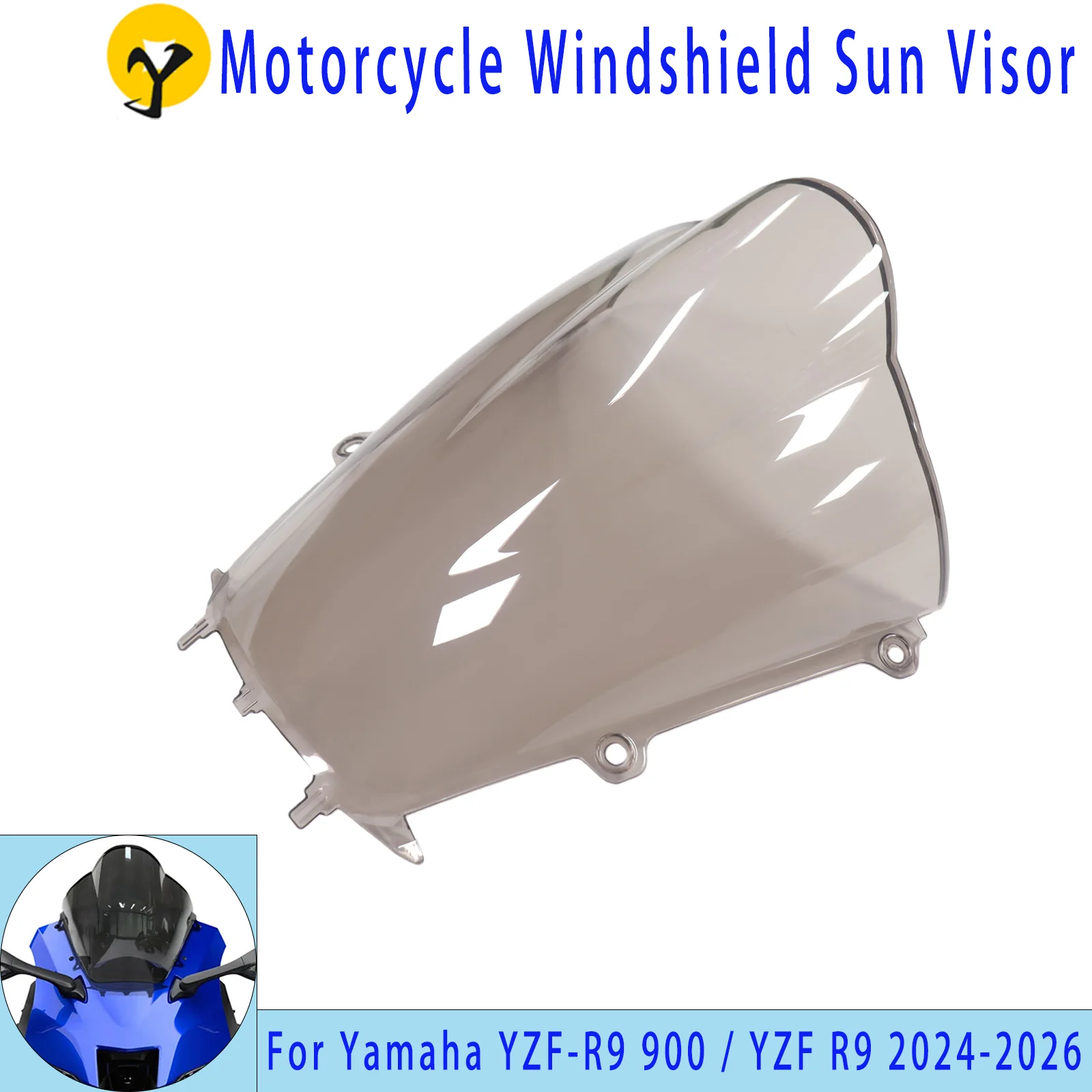 

Новое ветровое стекло для мотоцикла, подходит для Yamaha YZF-R9 R9 моделей 2024, 2025, 2026 годов, двойное ветровое стекло с дефлектором воздуха, обтекатель.