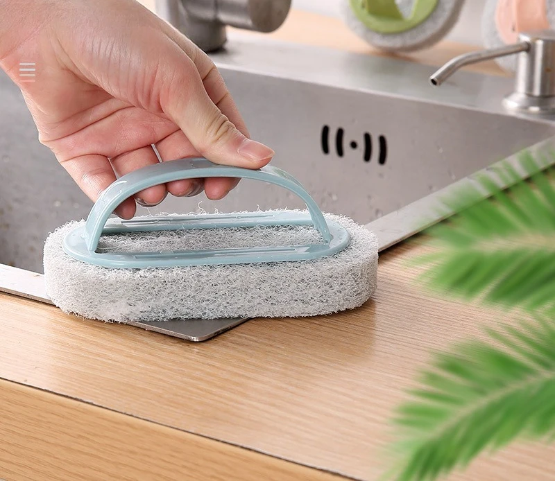 

Tile Cleaning Brush Multi-Purpose with Handle for Stove Wall Kitchen Degreaser Non-Scratch Sponge