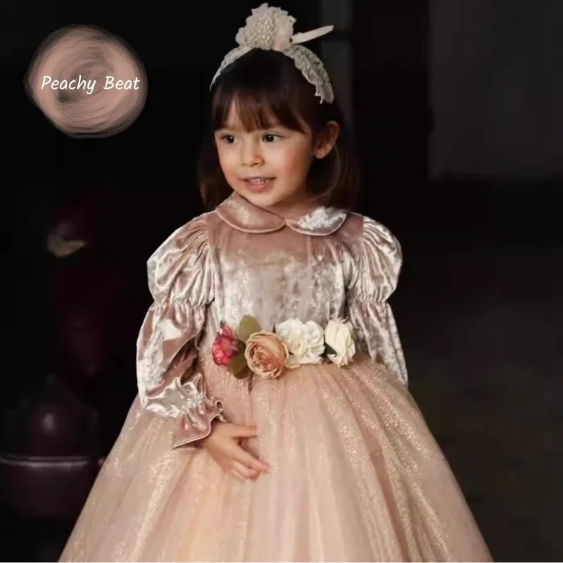 

Baby Girl Princess Velvet Dress Long Sleeve Infant Toddler Child Elegant Tulle Vestido Xmas Birthday Pageant Baby Clothes 2-10Y