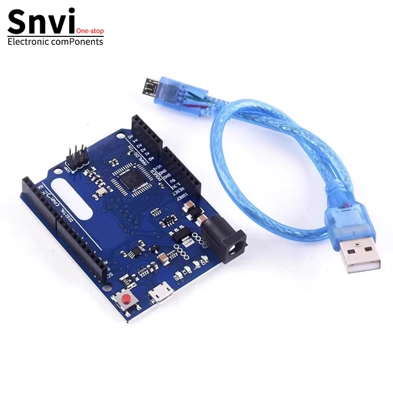 Snvi Placa de desarrollo Leonardo R3, microcontrolador Atmega32u4 con Cable USB, Compatible con arduino, Kit de Inicio DIY