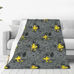 Peanuts Snoopy Woodstock Blanket Coral Fleece Plush Autumn/Winter Cartoon Cute Portable Ultra-Soft Throw Blanket for Sofa Office