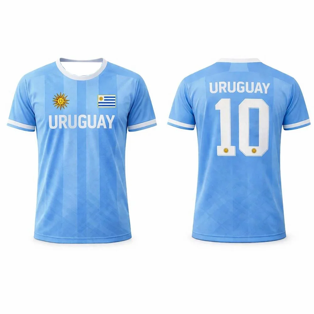New Uruguay 10 Soccer Jersey Custom Name Number Breathable Football Shirt Men Women Youth  Team Sports T-shirt Family Matching view 3