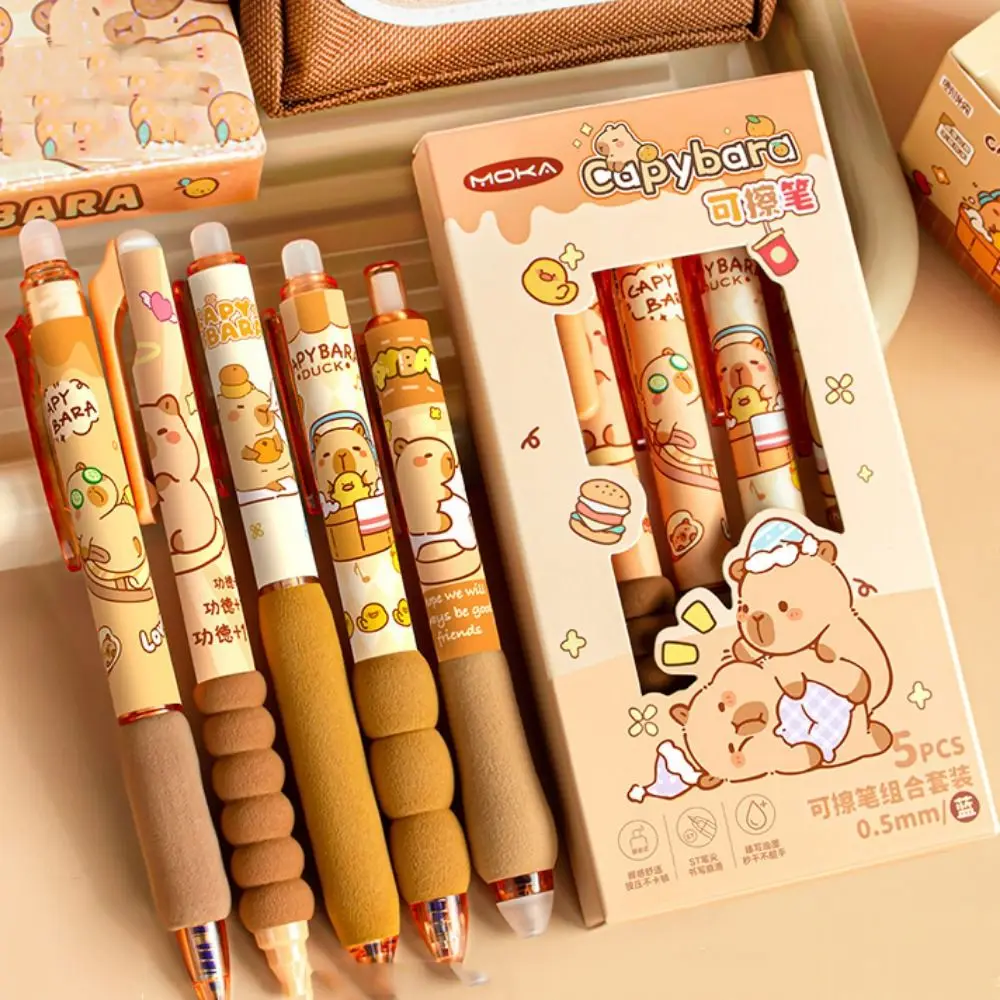 5 قطعة الكرتون الأزرق الحبر أقلام قابلة للمسح 0.5 مللي متر INS قابل للمسح هلام القلم لطيف الجمالية قلم محايد اللون لوازم الكتابة