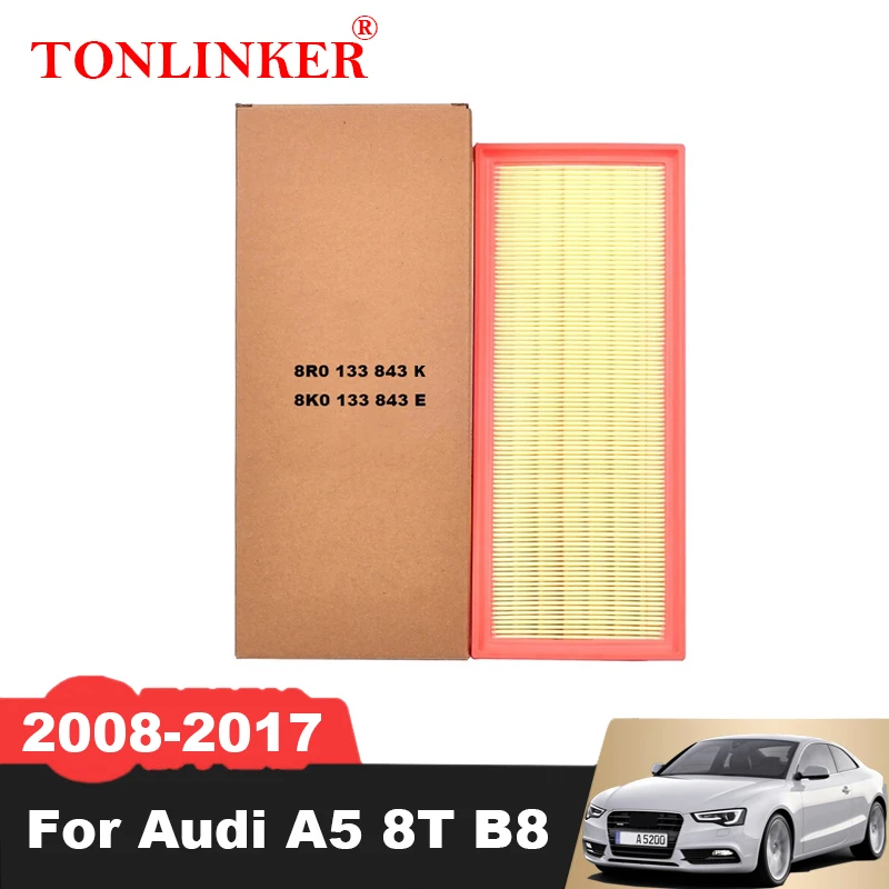 

TONLINKR Air Filter 8R0133843K For Audi A5 8T B8 2008-2010 2011 2012 2013 2014 2015 2016 2017 1.8TFSI 2.0TDI 2.0TFSI 8K0133843