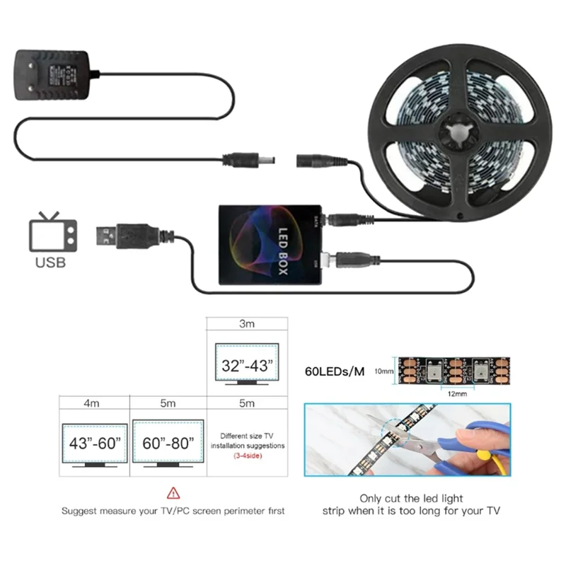 AK25-5V USB مصباح ليد قطاع للإضاءة تحت الخزانة ضوء تحت السرير إضاءة خلفية للتلفاز غرفة نوم المنزل لتقوم بها بنفسك الإضاءة الاتحاد الأوروبي التوصيل