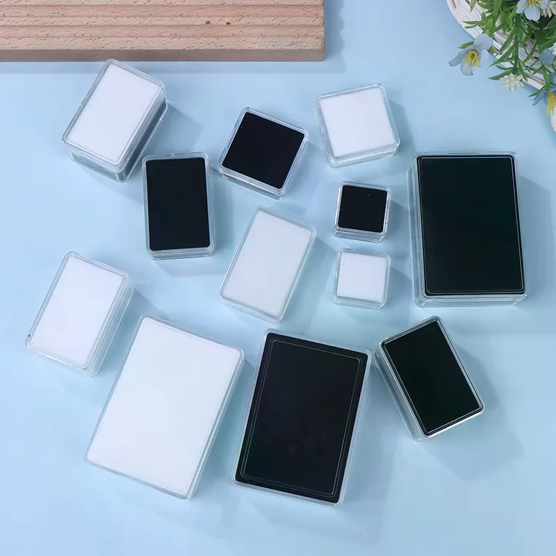 

Прозрачная коробка для демонстрации ювелирных изделий с бриллиантами и поролоновой подушечкой, контейнер для хранения драгоценных камней, органайзер для стеклянных бусин, упаковочная коробка