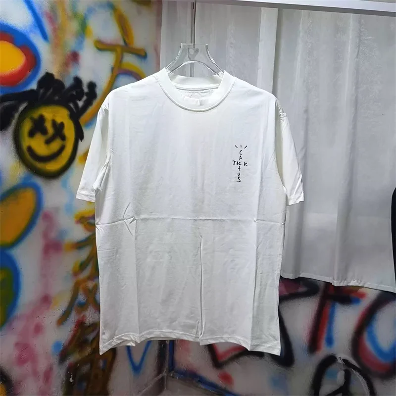 White Pure Cotton Cactus Jack T Shirts Men Women High Quality Oversized Crew Neck Black Short Sleeve UTOPIA Tops