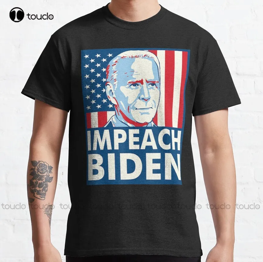 American Flag Impeach Biden Classic T-Shirt Hiking Shirt Cotton Outdoor Simple Vintag Casual T-Shirt Gd Hip Hop Xs-5Xl Unisex