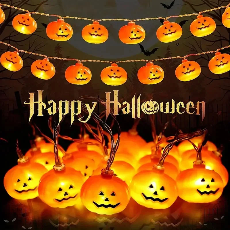 

1.5M/3M Pumpkin Light String Halloween Decoration Battery Operated DIY Fairy Lamp Horror Halloween Happy Party Lights