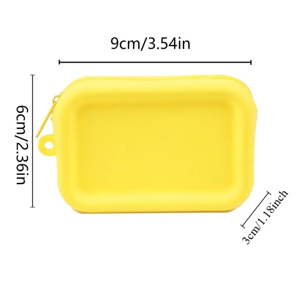Macaron Color Silicone Cosmetic Bag Rectangle Coin Purse Multifunction Storage Bag Makeup Holder Solid Color Small Item Bag