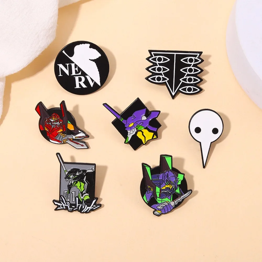 Classic EVA Cartoon Enamel Brooch Pins, Anime Mecha 00 01 Metal Badges for Fans Backpacks Clothes Lapel Icon Jewelry Accessories