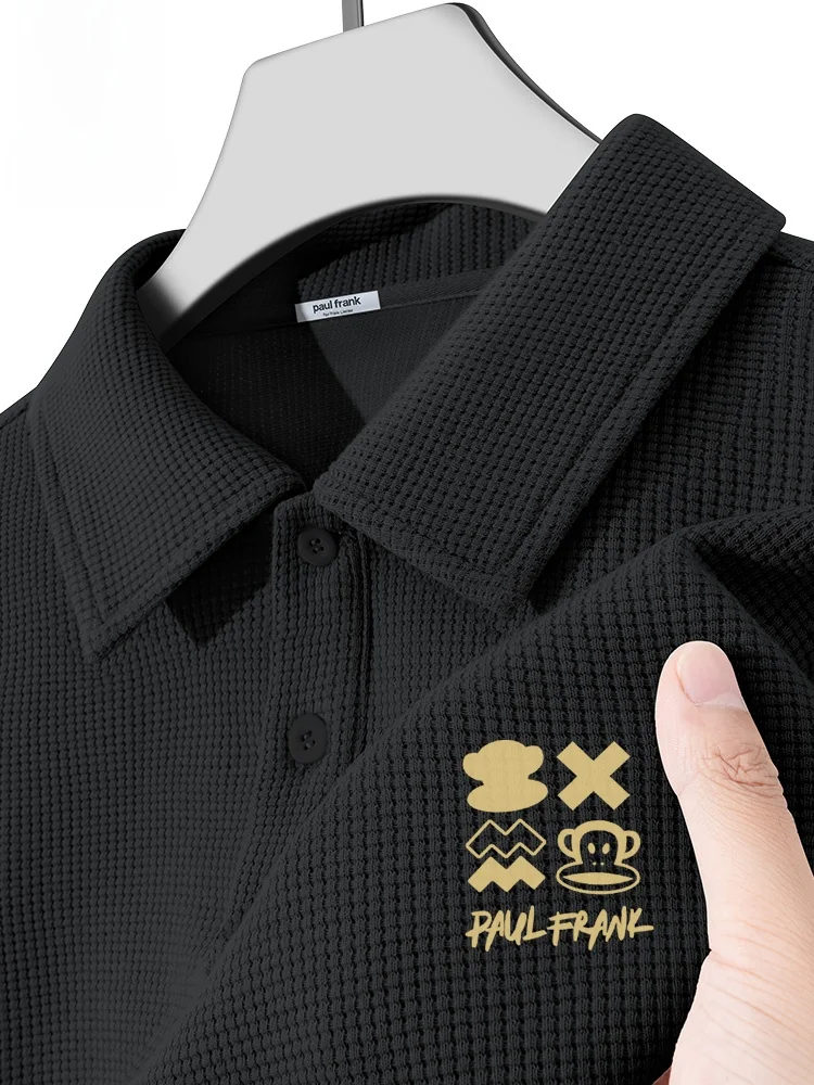 

Летняя мужская футболка с коротким рукавом, свободного кроя, с вафельным узором, черная, молодежная, модная, дышащая, из полиэстера