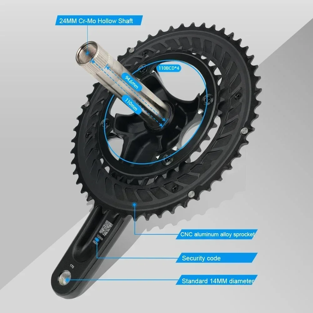 RIRO RACER R9 Road Bike Intergrated Crankset 170mm 110BCD 34-50T Double Chainrings Sprockets Hollow Folding Bicycle Chainwheel