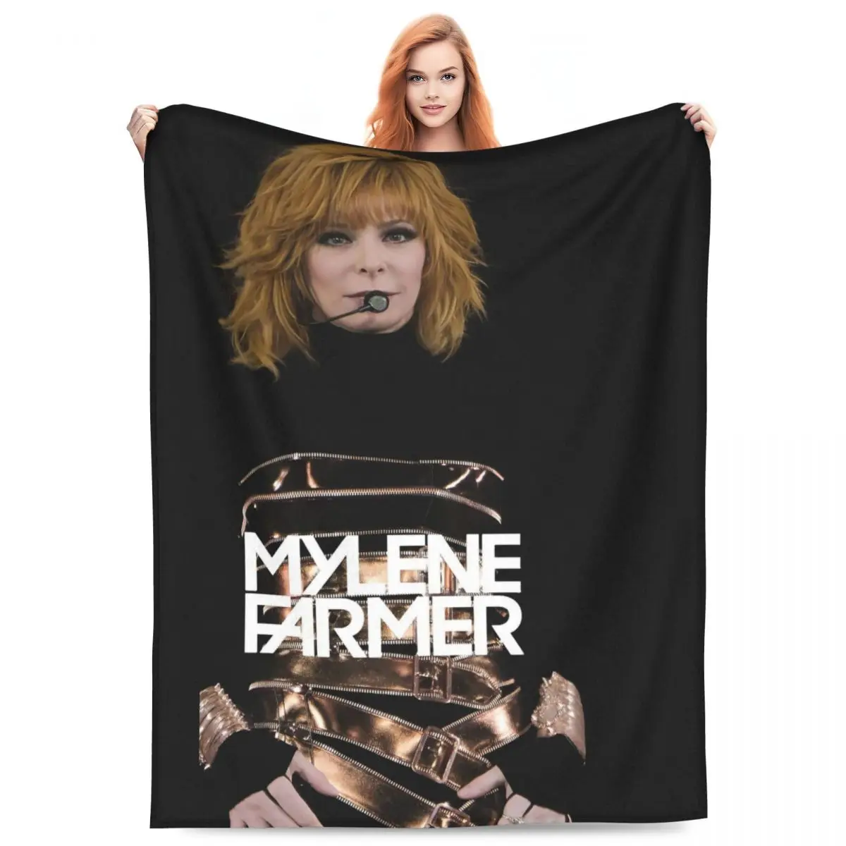 Custom Mylene Farmer Blanket 3D Print Soft Flannel Fleece Warm French Singer Throw Blankets for Office Bed Couch Bedspreads