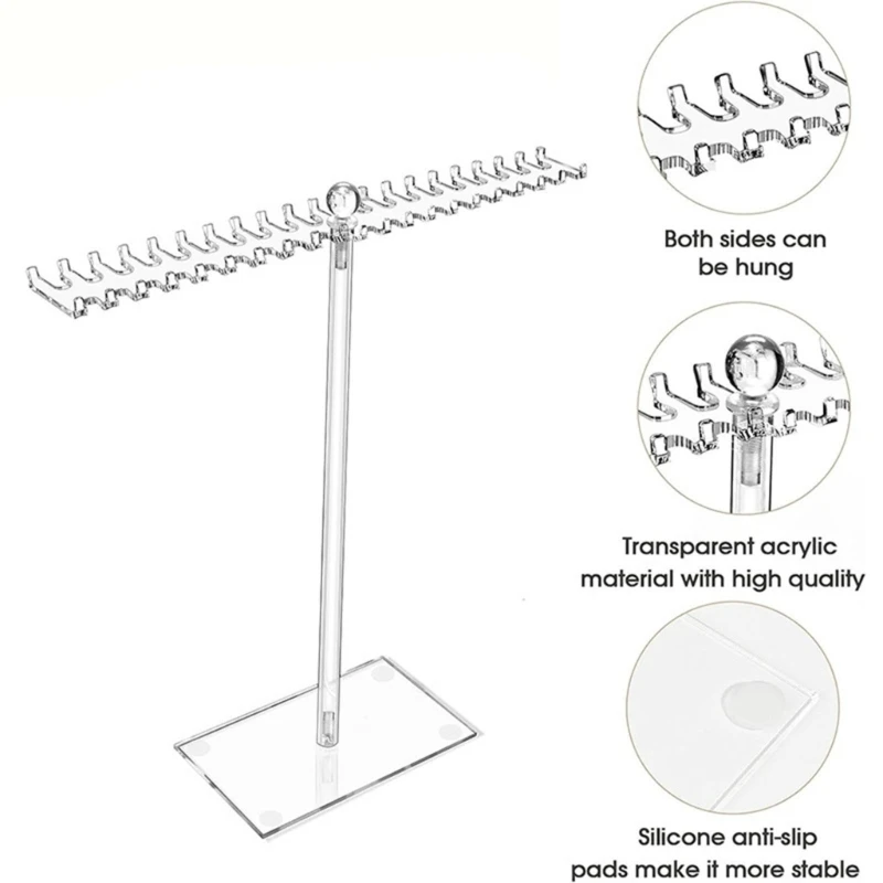 Jewelry Display Stand Holder Rack T-shape Watch Bracelet Storage Necklace Rings Pendant Jewelry Rack with Bilateral Hook