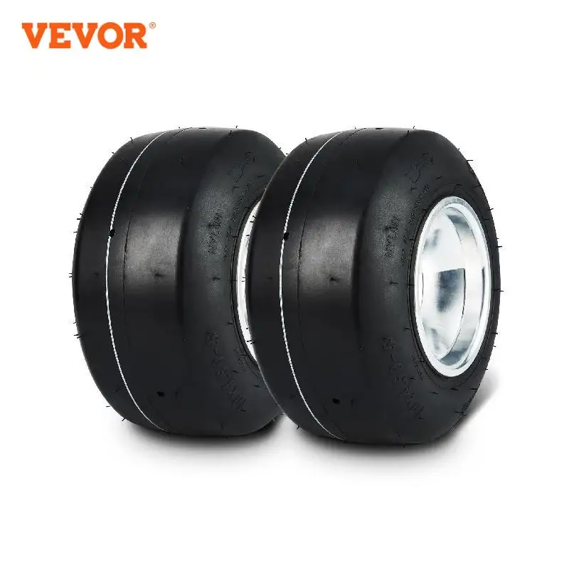 

VEVOR Go Kart Tires and Rims 10 x 4.5-5" 2-Pack Front Wheels Aluminum Alloy Rims and Rubber Tires 1.57 Inch with 3 Bolt Holes