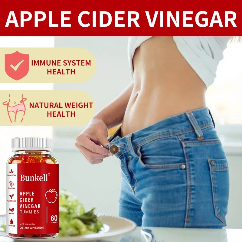 Apple Cider Vinegar Gummies - Weight Management, Digestive System, Immunity - Vitamin B12, Gluten Free, Vegetarian, Non-GMO