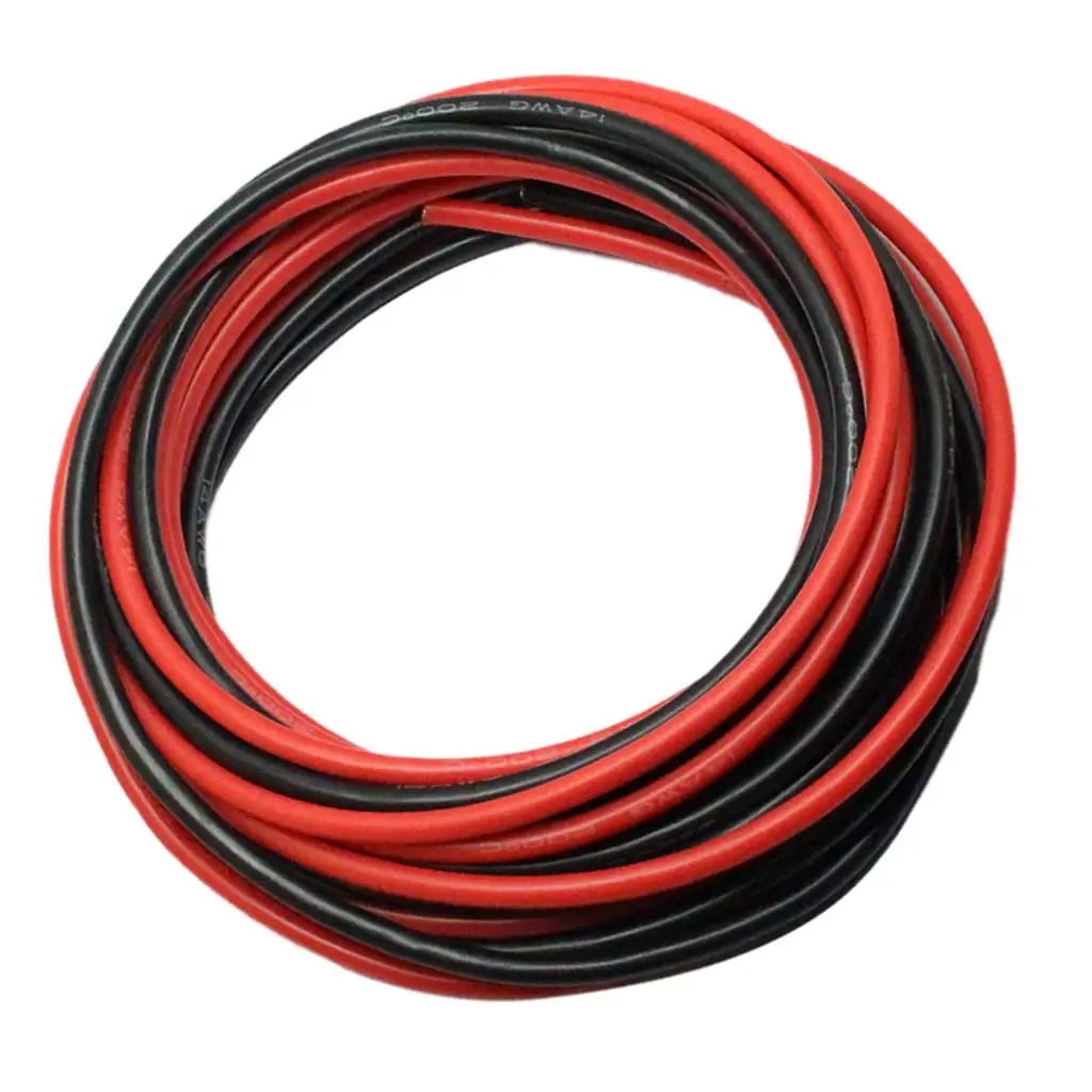 2Pcs 14AWG Flexible Soft Silicone Wire Temperature Resistant red +Black