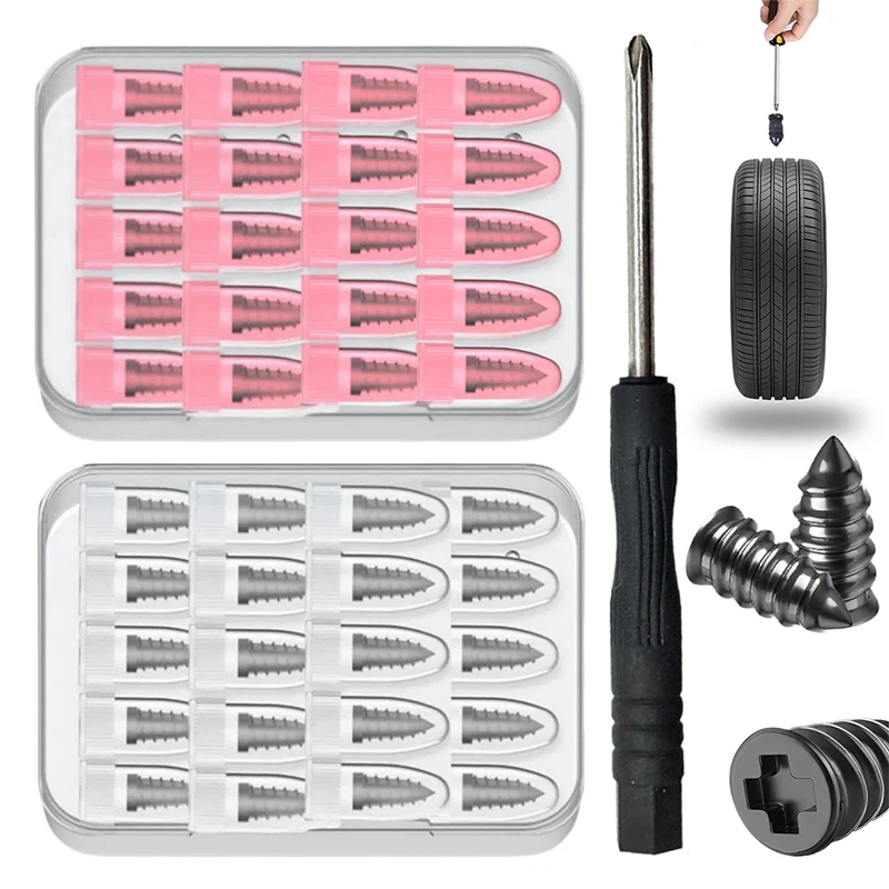 

High-Speed Self-Service Screw-in Tire Repair Kit: 100/80/60/40 PCS Rubber Nails, 2 Sizes