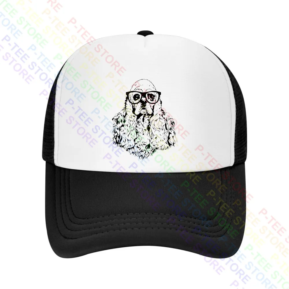 American Cocker Spaniel Nerdy Glasses Dog Hipster Dog Muscle Tank Baseball Cap Snapback Caps Knitted Bucket Hat