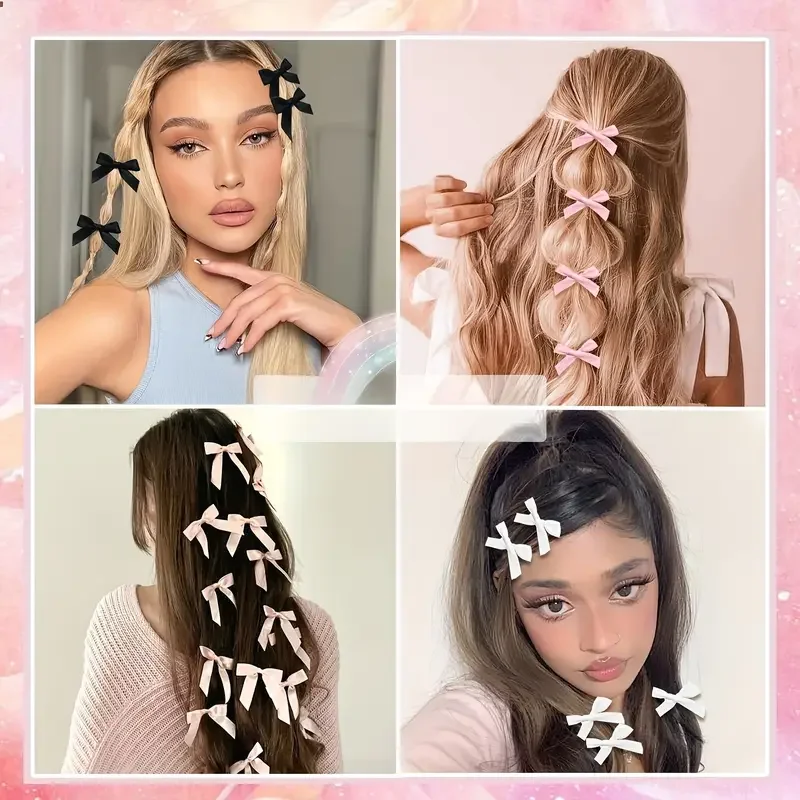 30-teiliges Haarspangen-Set mit Mini-Schleife im Y2K-Stil – süße und süße Haarspange mit Anti-Rutsch-Band, geeignet für alle Frisuren – Detail 7