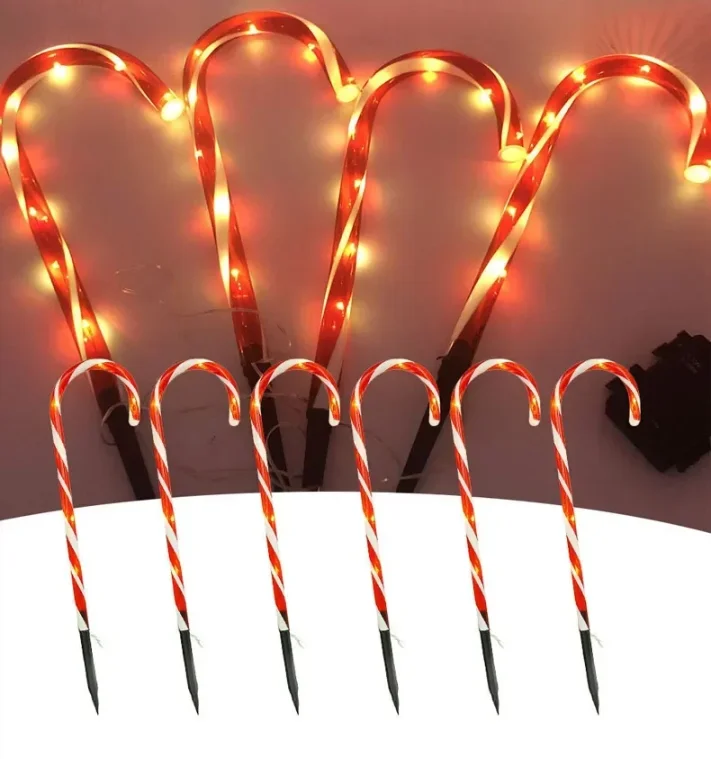 Christmas Outdoor Lawn Light Candy Cane Lights Decorations Waterproof Holiday Ambiance Light Snowman Pathway Lamp for Lawn Yard