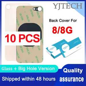 Bilashmart 10 / Lot Big Hole Back Glass iPhone 8G Back Battery Cover Rear Door 8 Back Housing Replacement Part