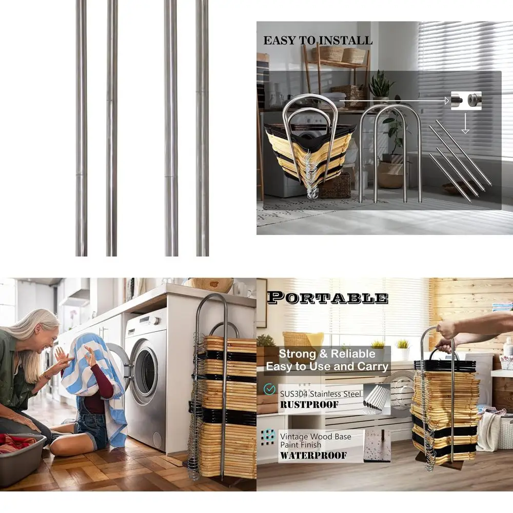 

Large Wooden & Stainless Steel Hanger Stacker, 32.7 Tall, Organizer for Closets and Laundry Rooms