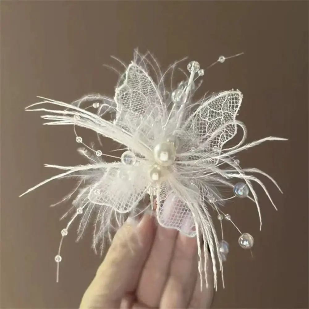 

Lace Hair Clip Pearl Feather Duckbill Clip Side Clip Styling Hairpin Headwear Hair Accessories for Women Girls