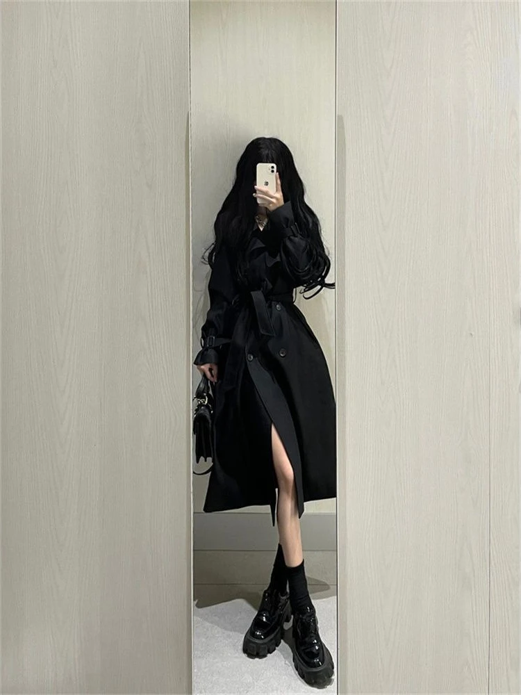 Windbreaker Jacket for Women Medium To Long Short Autumn and Winter Temperament Light Luxury Knee Length Windbreaker