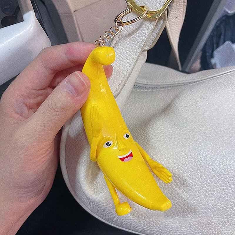 1Pcs With Music Singing Big Banana Keychain Joints Movable Banana Doll Banana Key Chain Spoof Toy Big Banana Doll Pendant