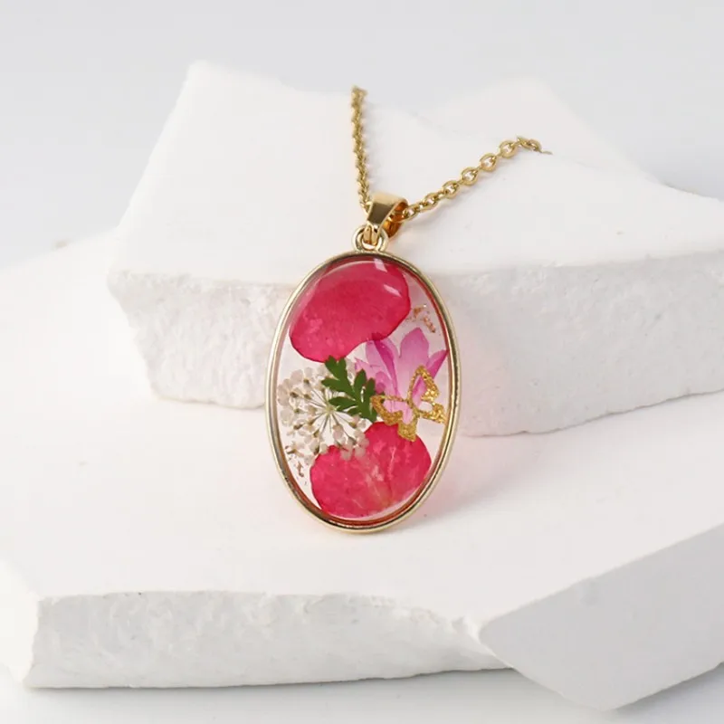 الخالد زهرة حقيقية تصميم سحر القلائد فريدة من نوعها راتنجات الايبوكسي زهرة طبيعية قلادة سلاسل الإبداعية الأزهار قلادة بالجملة #4