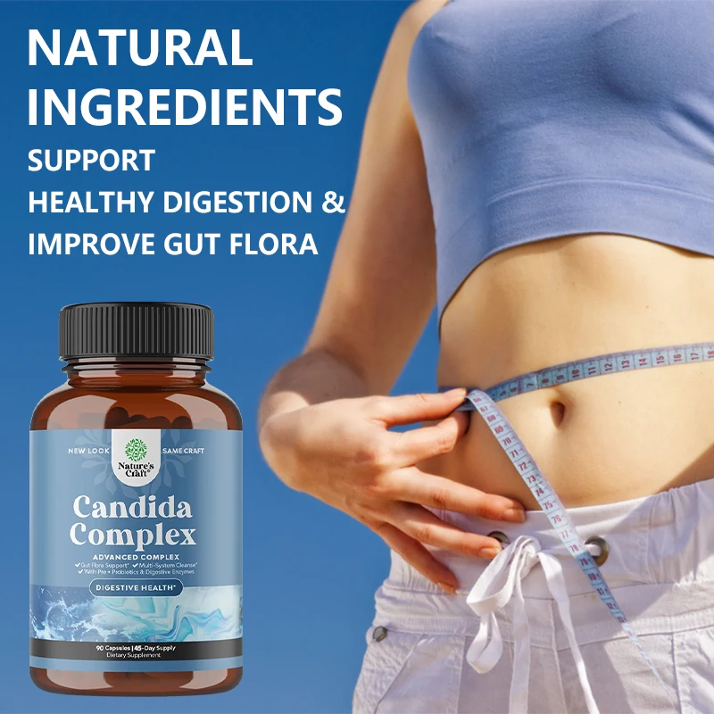 Candida Complex with Digestive Enzymes - Probiotics and Oregano Leaf Extract for Better Digestion, Gut Cleansing and Immunity