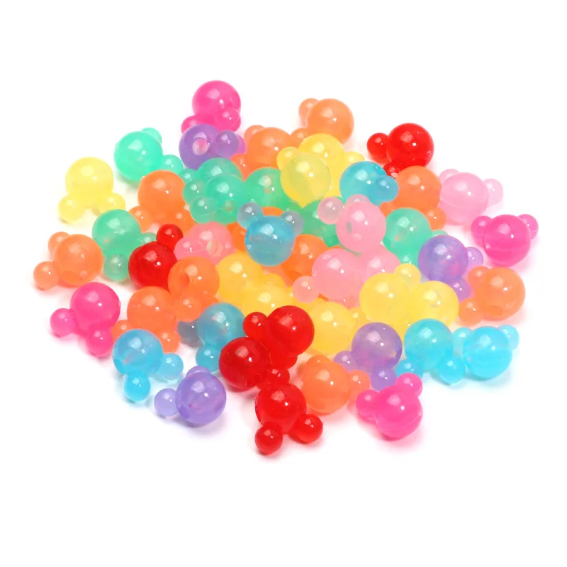 Jelly Color 11x12mm Cartoon Mouse Head Acrylic Beads For Jewelry Making DIY Jewelry Beads Necklaces Women Earrings Accessories