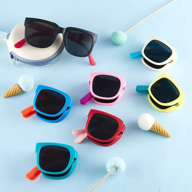 Square Frame Kids Sunglasses Fashion UV400 Outdoor Foldable Sun Glasses Children Eyewear for Toddler Boys and Girls