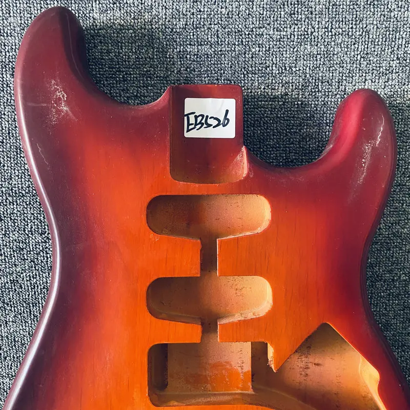 EB526 Cherryburst Color Unfinished ST Guitar Body with Custom Pickup+Tremolo for 6 Strings Strato Guitar Replace and DIY