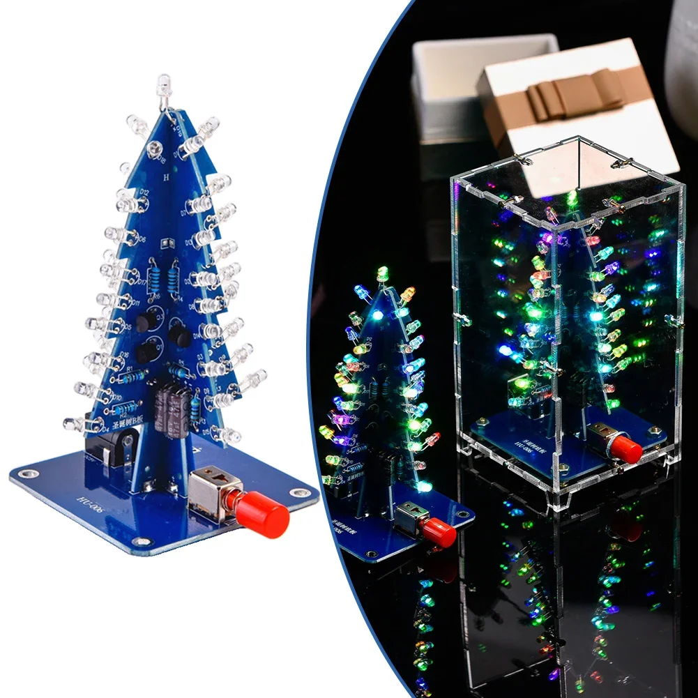 Colorful Christmas Tree Christmas Tree Kit DIY Enthusiasts Flashing Effects Training Welding Skills Christmas Decoration