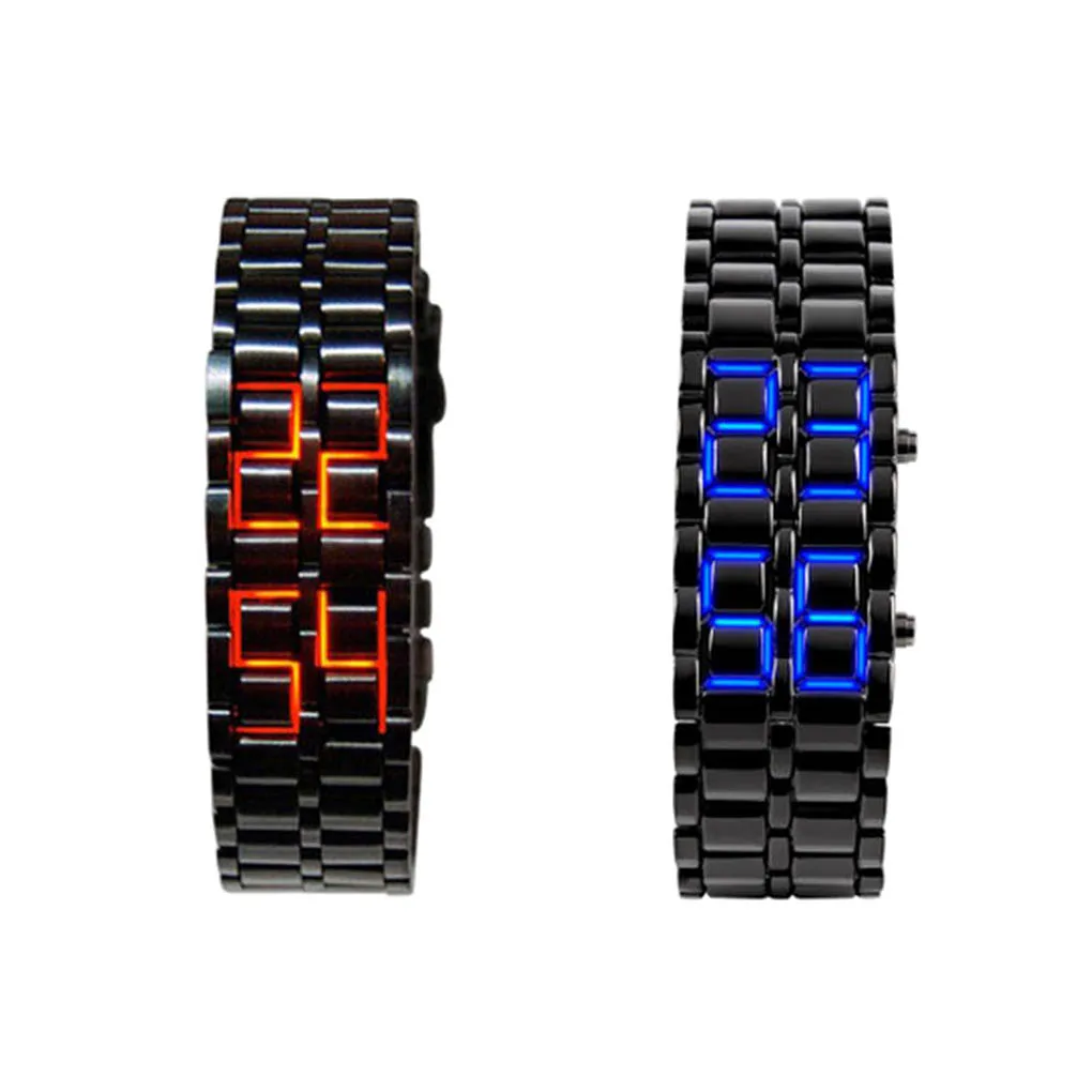 Men Watch Lava LED Digital Bracelet Lover Wrist Wristwatch Bracelet Couple Friendship Retro Style Wristwatch Full Steel Chain