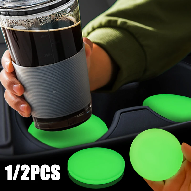 1/2pcs Universal Car Luminous Water Cup Coaster Car Household Drink Bottle Water Cup Night Glowing Pad Decor Car Accessories