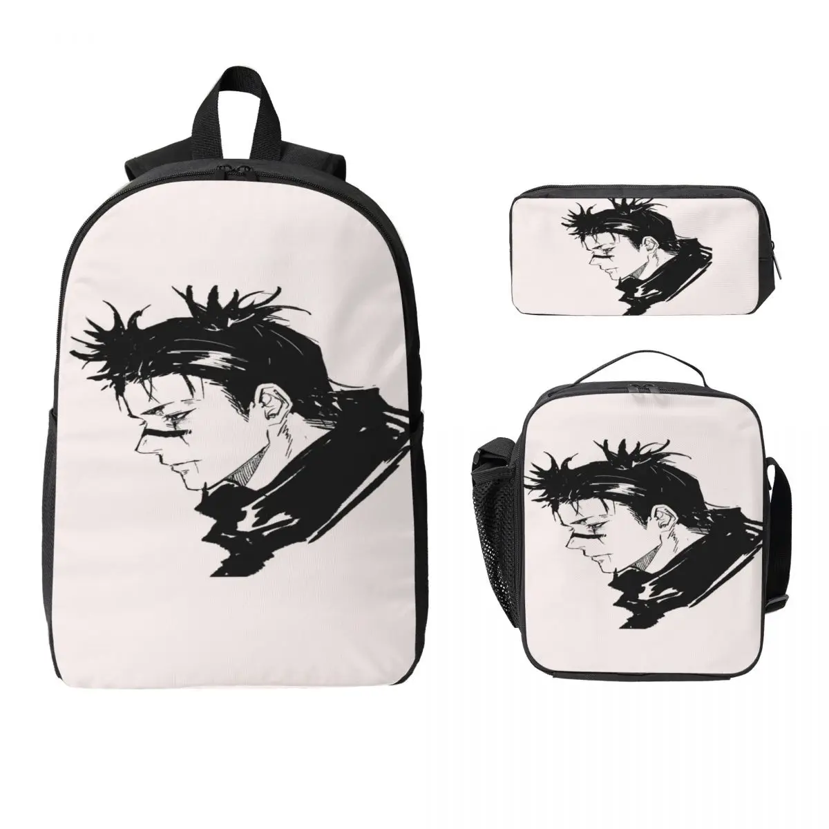 

Jujutsu Kaisen Yuji Itadori Backpack Student Boys Girls BookBag School Bag Shoulder Bags 3ps Insulated Lunch Bag Pencil Case