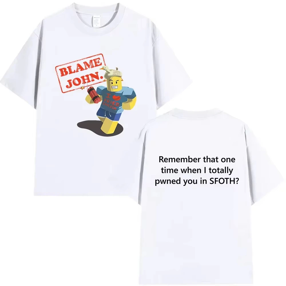 Lustiges Blame John Meme T-Shirt mit Shedletsky Forsaken Aufdruck, Kurzarm-T-Shirts für Männer und Frauen, Lässiges Baumwoll-T-Shirt von hoher Qualität – Detail 15
